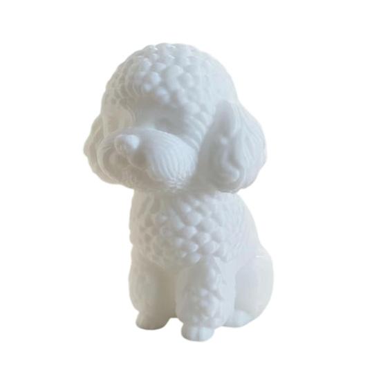 Huaqianguhh 3D Printed Cute Teddy Dog Statue, Mini Poodle Figurine, Matte Solid Black Statue with Detailed Curly Fur, Wide Anti-Tipping Base,