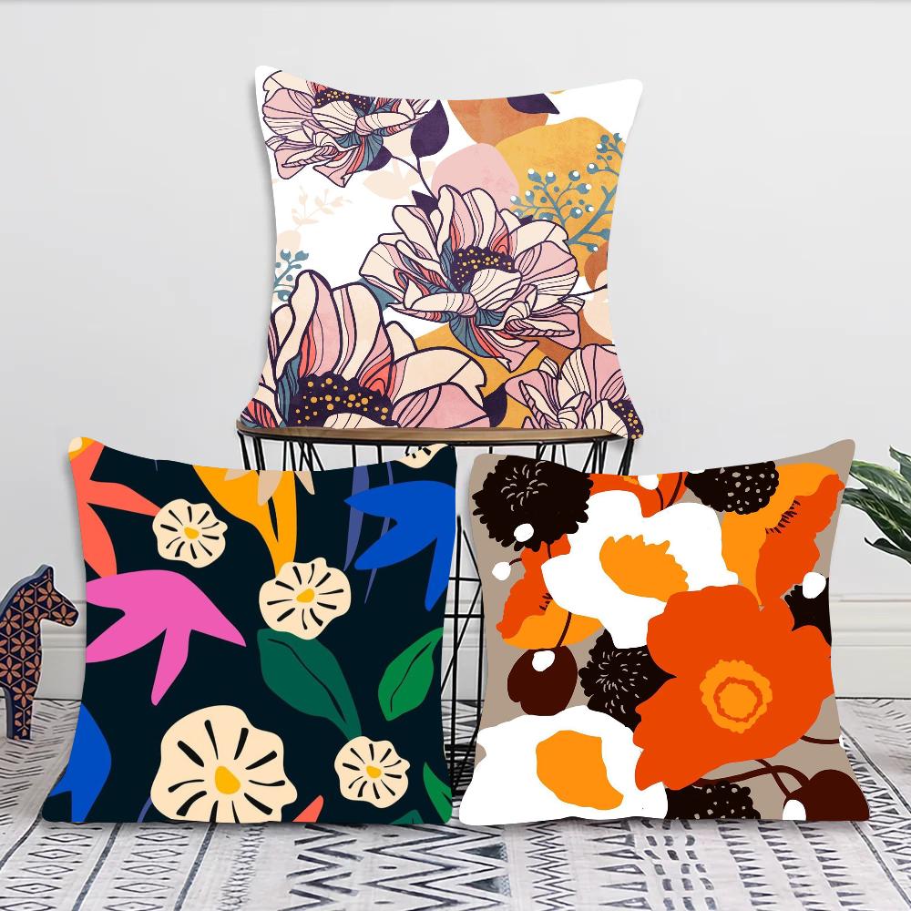 Colorful Flowers Pillow Case Square Pillow Bedroom Sofa Leisure Comfort Cushion Car Living Room Home Decoration 40X40