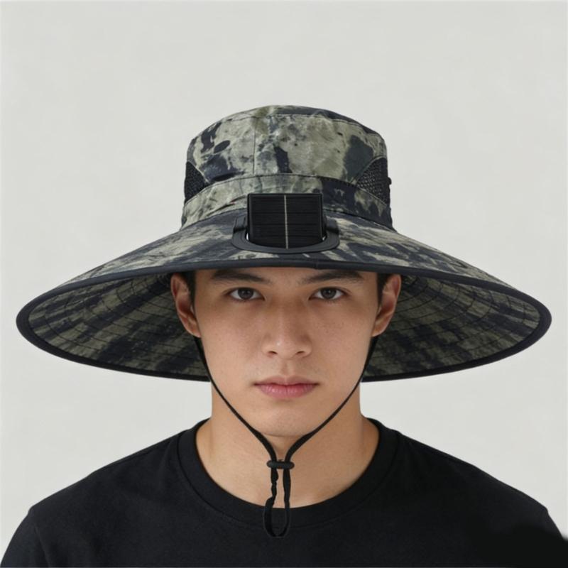 Solar Powered USB Charging Fan Hat With 3 Adjustable Speeds For Outdoor Use Such As Hiking And Fishing