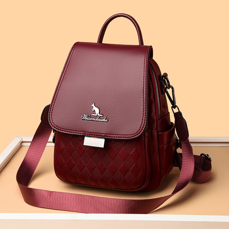 Schoolbag Women's Bag Backpack Women's 1011 New Fashion Trend Large Capacity Backpack Soft Leather Leisure Travel Bag School Bag