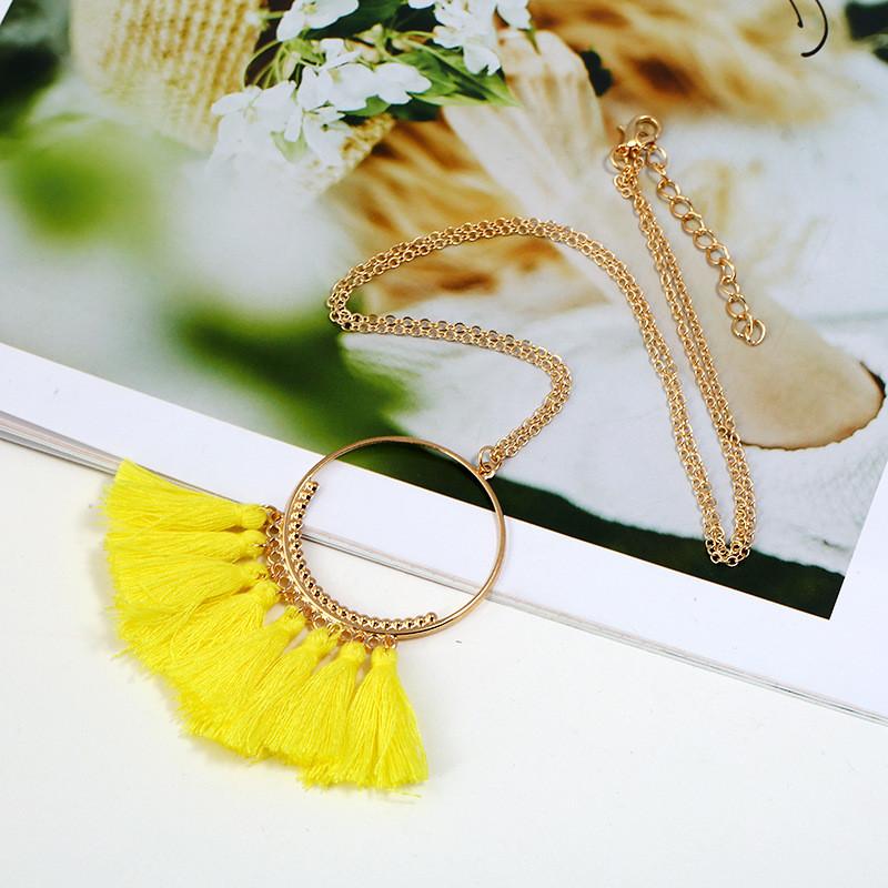 Stylish Pendant Tassel Necklace With Electroplate Finish For Summer Outfits