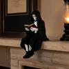 Shelf Sitter Decoration 3D Printed Firefighter Skeleton Sitter, Gothic Fireman Soldier Robed Warrior Spirit Ornament Figurine, Collectible for