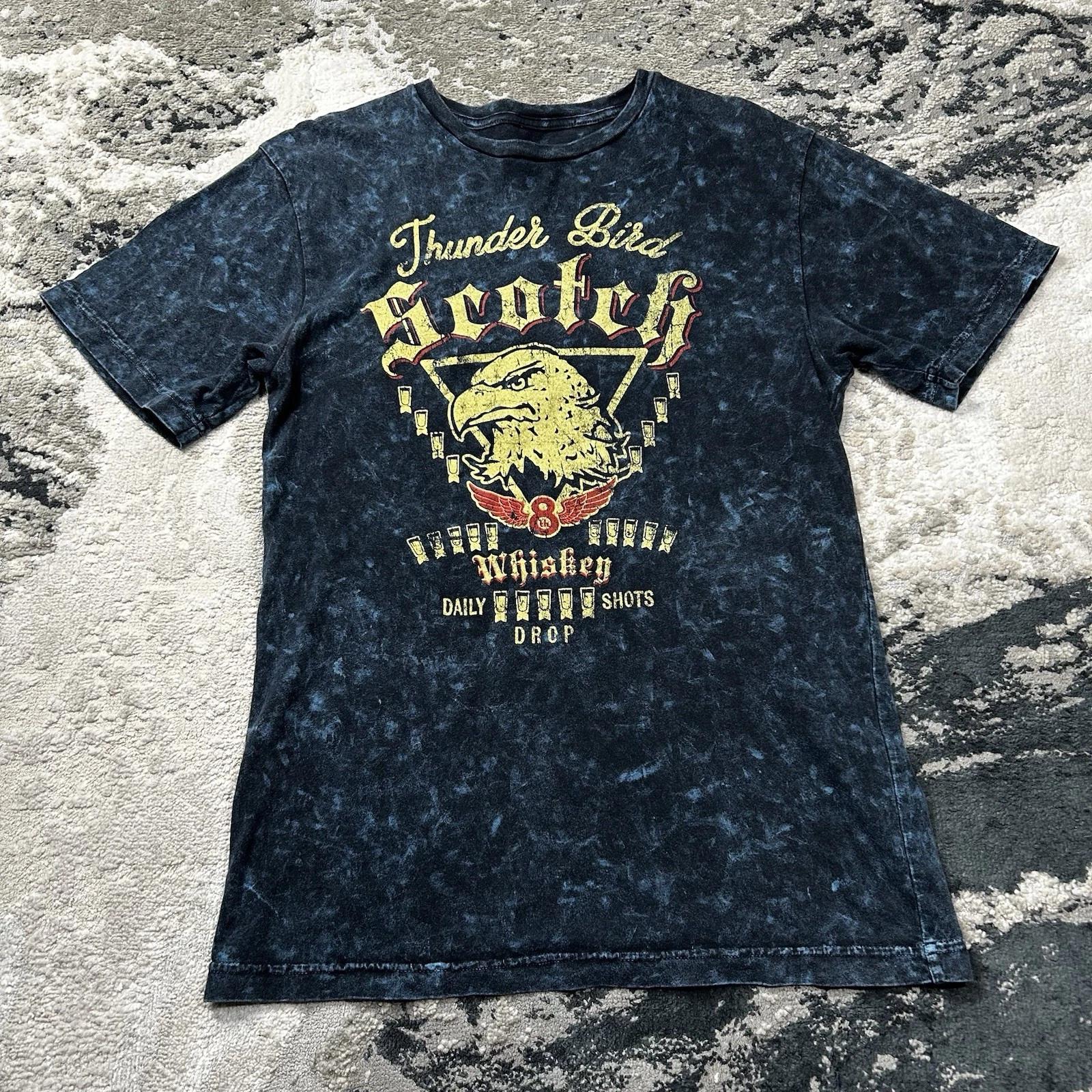 Y2K Affliction R&R Mens Medium Blue Skull Biker Goth Emo Grunge Tee Shirt M