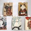 10PCS Vintage Japanese Cat Colored Paper Stickers Aesthetic DIY Children's Decoration Scrapbooking Stationery Supplies