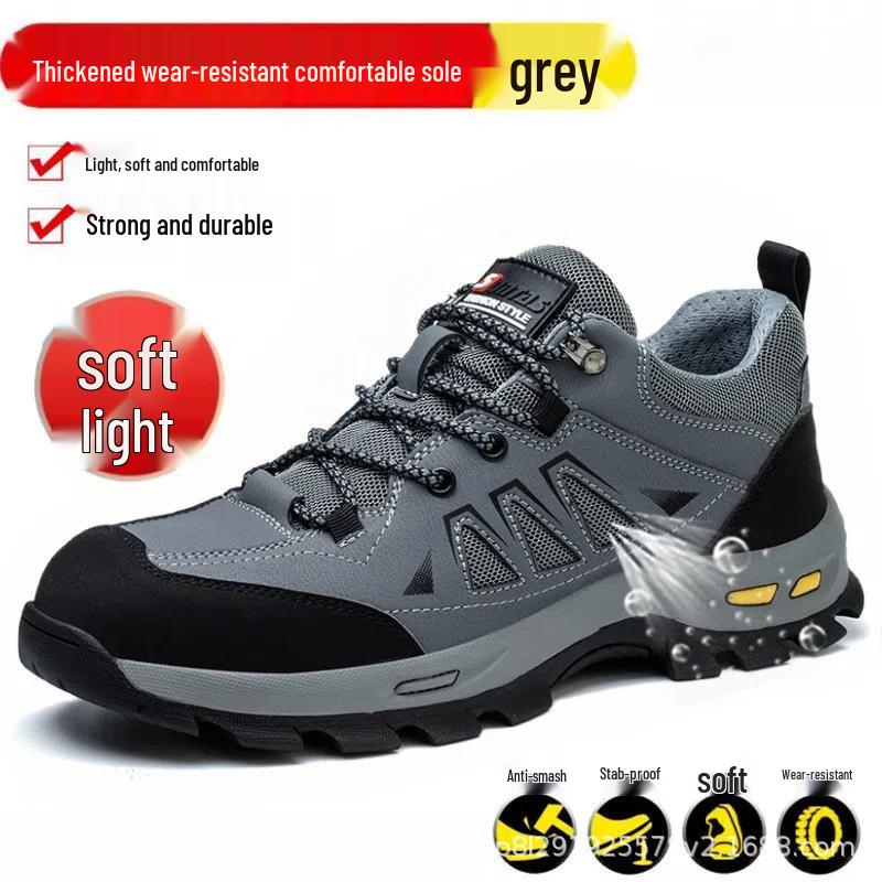 Men's Steel Toe Breathable Safety Shoes - Anti-Smash, Anti-Puncture Construction Footwear