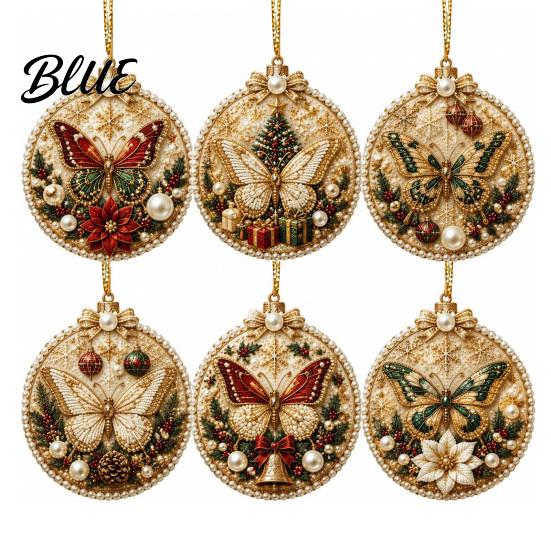 2D Acrylic Santa Flat Holiday Pcs Pearl Christmas Ornaments 6 Art Ornaments Tree Pendant Creative Effect Hanging Decoration for