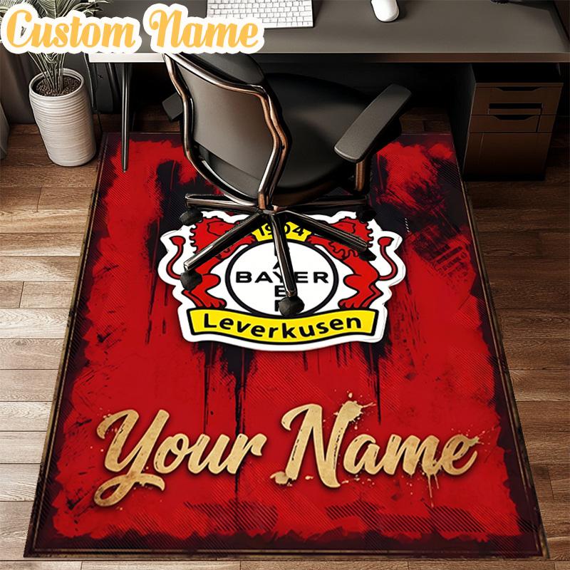 Custom Name Bayer Leverkusen Crest Rug Office Rug Chair Mat Non Slip Carpet Rugs for Bedrooms Dining Room Living Room Home Decor Gifts