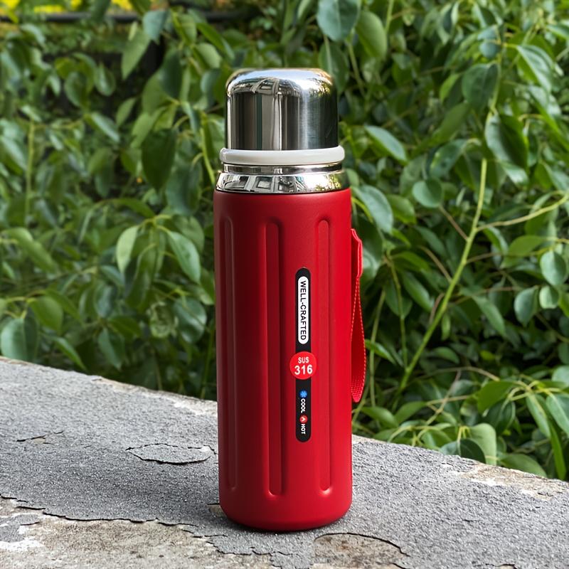 1pc Double-Wall Vacuum Cup - Stainless Steel Reusable Insulated Water Bottle with Flip-Top Lid for Outdoor Gym Camping Office