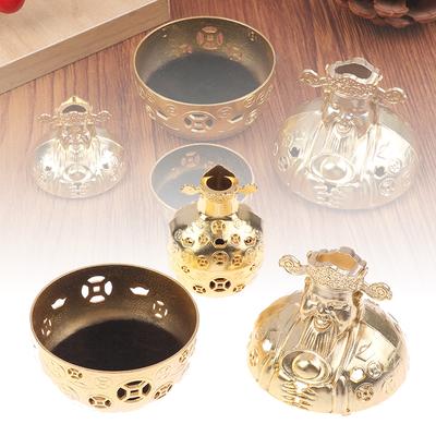 1Pc Alloy Wealth God Incense Burner With Exquisite Yuanbao Carvings Burner Without Incense Yoga Meditation Home Decoration