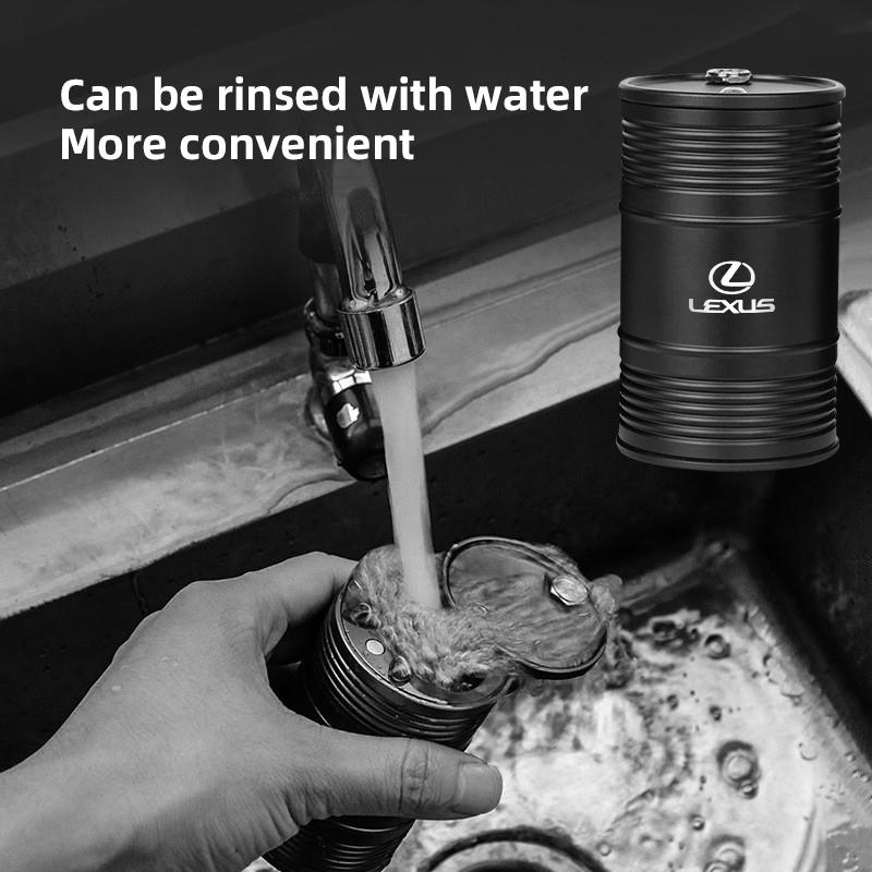 Car Zinc Alloy Ashtray With Lid Rotating Oil Drum Shape For Lexus FSPORT LBX NX RX 350h 450h ES UX 300e GS GX IS LS LX CT LC RC AES1