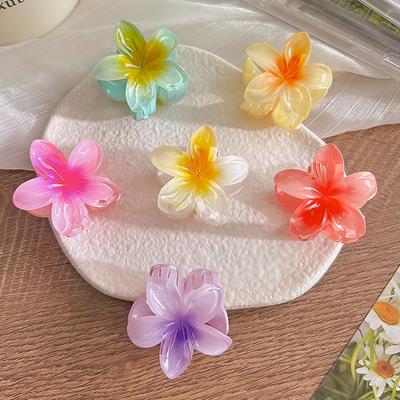 Gradient Transparent Large Flower Hair Clip Sweet Hair Claws for Women Resin Crab Clamp Barrettes Headwear Accessories