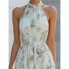 2026 Elegant Halter Neck Floral Maxi Dress for Women, Sleeveless Chiffon Flowy Long Dress, Summer Beach & Party Wear