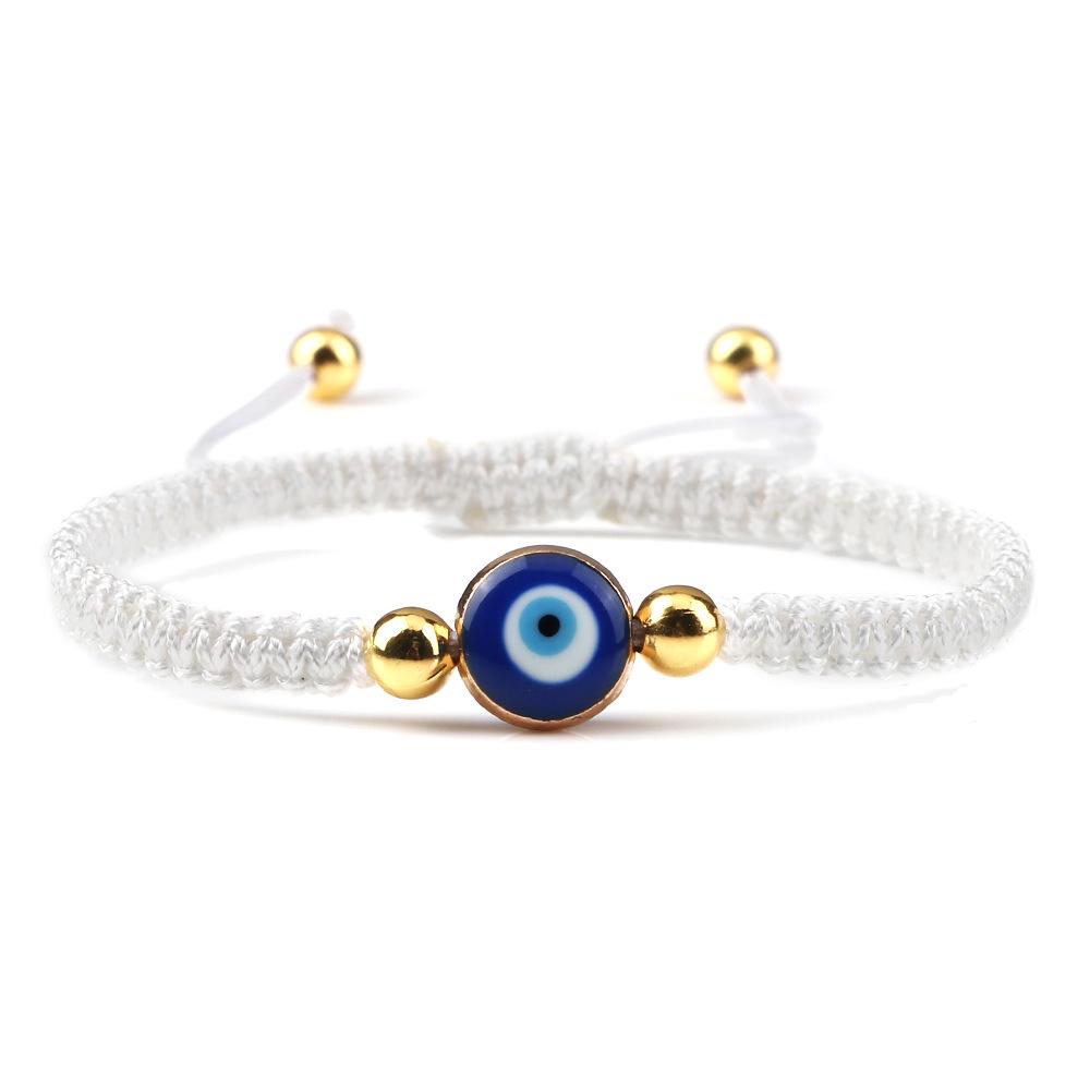 Ethnic Pearl & Evil Eye Cartoon Friendship Bracelet - Handmade Woven String