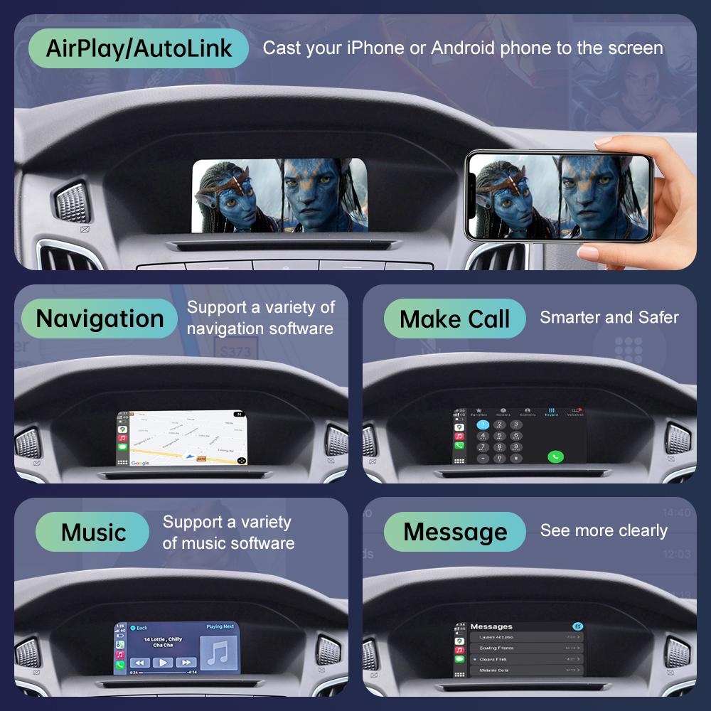 XSW3 Wireless CarPlay for Ford Focus Escape Fiesta C-max Android Auto Interface Mirror Link AirPlay GPS Rear Camera View Car Player