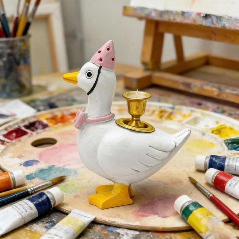 Silly Gooses Cake Candle Holders One Birthday Party Supplies Mini Cake Toppers Stand Candlestick for Baby Shower Party