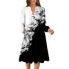 Women's V-Neck Flowing Layered Bohemian Long Sleeve Floral Print Dress