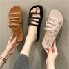 Korean Version of One-character Hollow Slippers Female Outer Wear Fairy Style Home Simple Flat-bottomed Slippers Casual Open-toed Cool Slippers