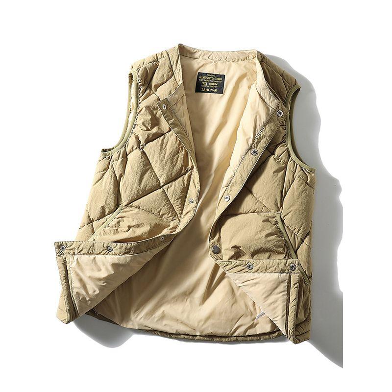 Vestido de vendaje retro funcional estilo japonés para otoño e invierno Chaleco abajo Chaleco Chaleco para hombre Cuadros de diamante Chaleco de cintura Chaleco para hombre de exportación