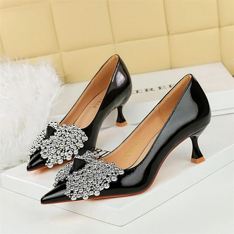 

Korean New Style Light Luxury Elastic Band Low Heel Women s Singles Shoes Dazzling Rhinestone Bow Wedge Elegant And Comfortable 35