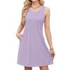 Women's Casual Fashion Breathable Solid Color Vest Dress With Pockets