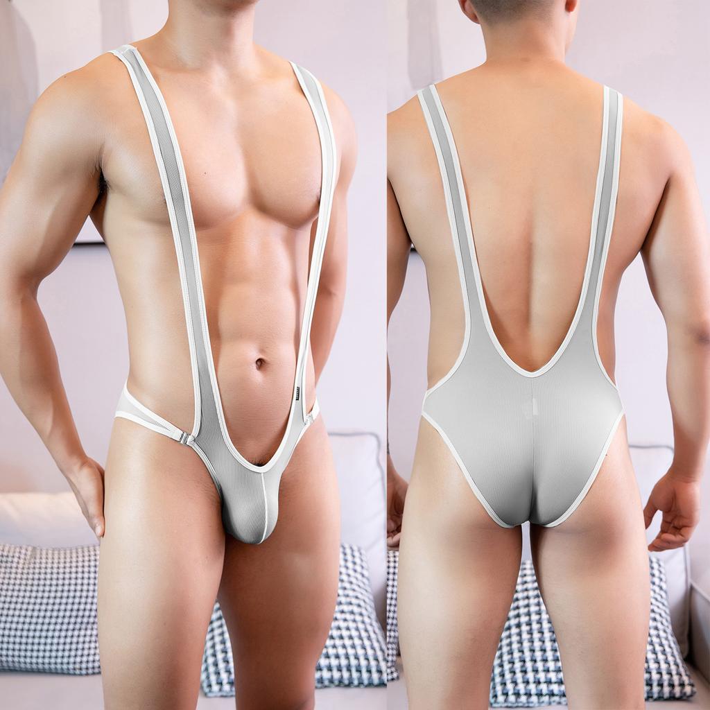 Sexy Pánská Body Pánské Žebrované Látkové Jockstrap Leotard Spodní Prádlo Kombinézy Zápasnický Singlet Body Lingerie Pánské Tvarovače Postavy