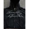 BeatStreet Y2K Gothic Unisex Hoodie Casual Chic Fashion Loose Fit Letter Print Basic Cardigan Sweatshirt Rock Punk Hip Hop Retro Streetwear