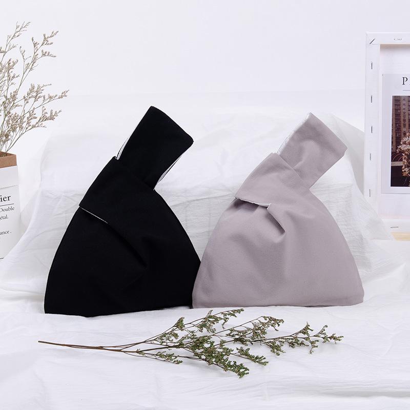 Cotton Women's Handbags Knot Wrist Shopping Bag Eco friendly Reusable Grocery Pouch Lightweight Tote Handbags Coin Purse Bag