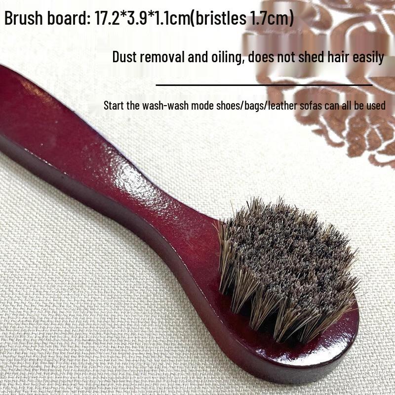SEE KEAN Wooden Handle Horsehair Shoe Brush