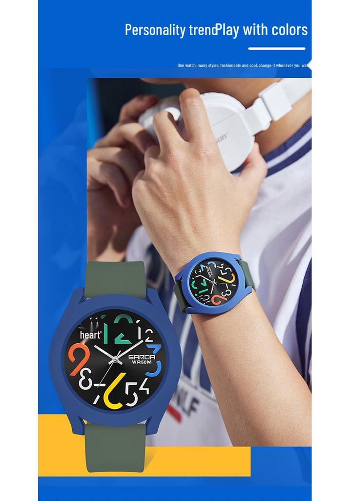 Sanda 9021 Silicone Bezel Quartz Watch: Unisex Digital Fashion Wristwatch