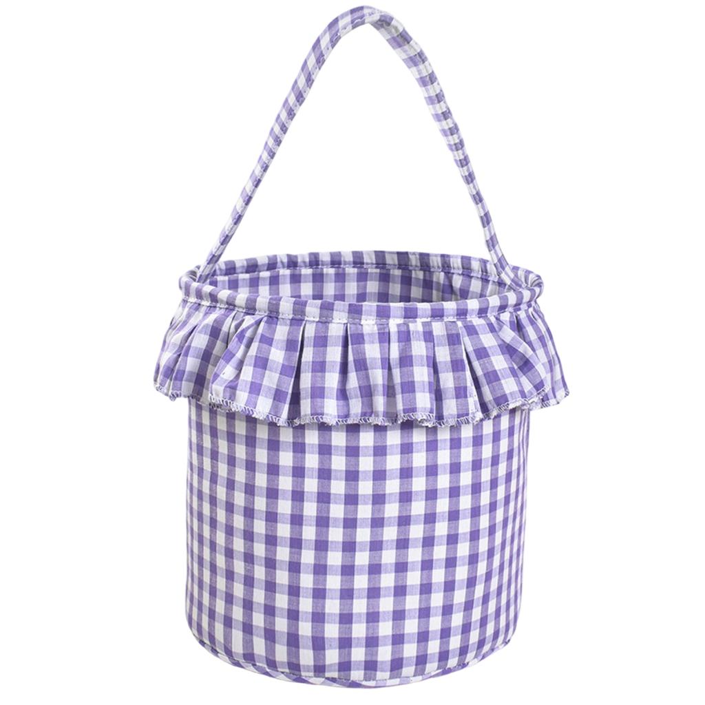 Handheld Cotton Polyester Basket Festive Party Atmosphere Decorative Storage Candy Gift Basket Easter Checkered Cloth Basket