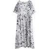 Summer Chubby MM Loose Slimming Printed Cotton Linen Short Sleeved Dress for Women