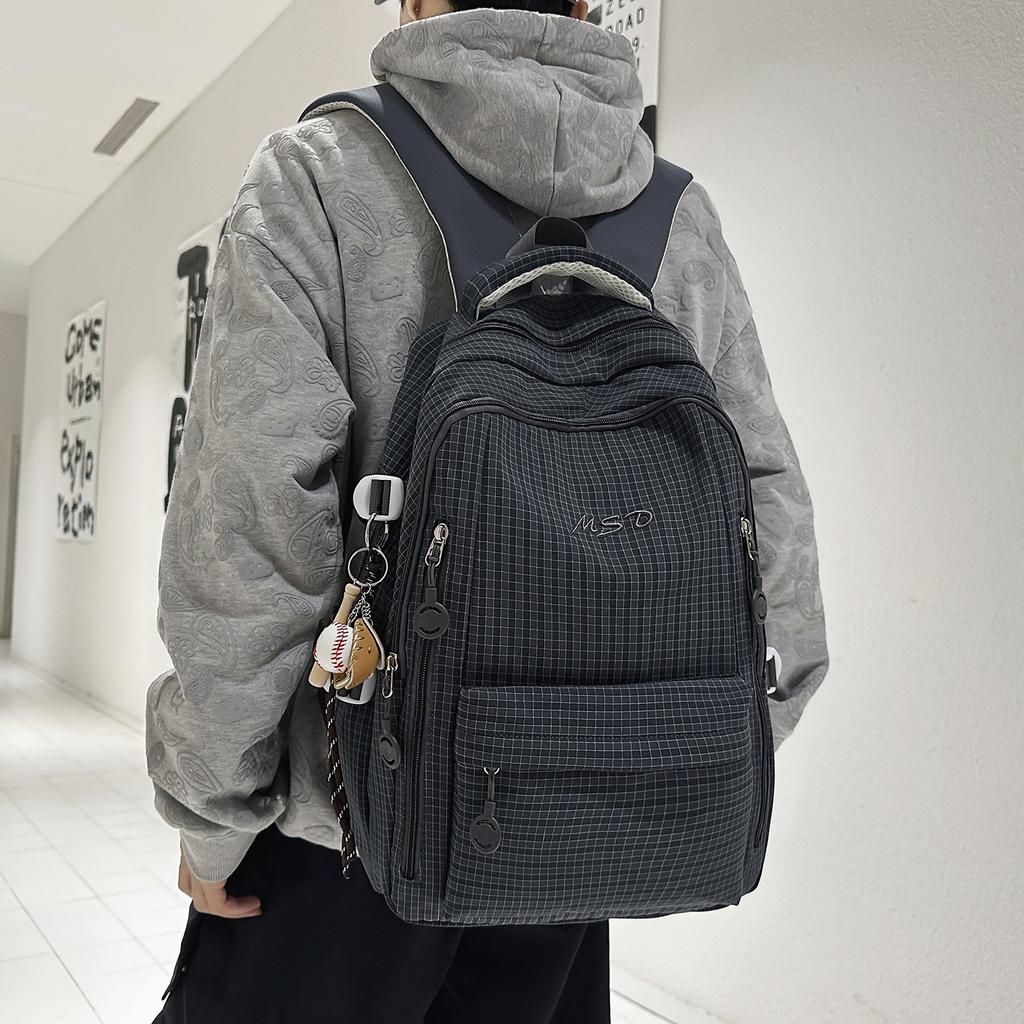 Schoolbag1011 new schoolbag men's and women's striped soft-sided backpack commuting travel versatile lightweight backpack