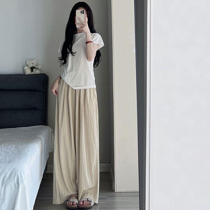 Women s Retro High-Waist Wide-Leg Pleated Pants - Summer Casual Loose Fit 3XL