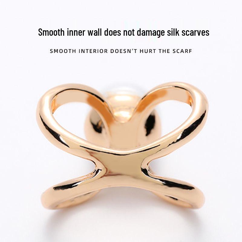 Pearl Brooch: Minimalist Silk Scarf Buckle Ring - Versatile Fashion Accessory