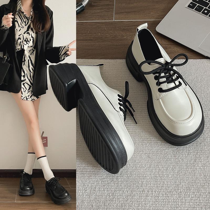 Fashion Woman's Small Leather Shoes Spring All-match Comfortable Casual Shoes Student Big Head Shoe Mary Jane Girl Casual Shoe