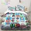 T-Toca Box Life World Cartoon Bedding Set Single Twin Full Queen King Size Bed Set Adult Kid Bedroom Bedding Gift