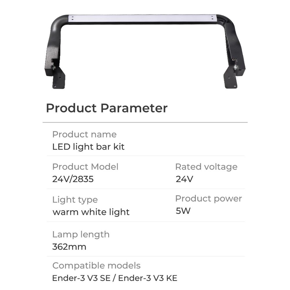 Creality LED-lichtbalkset Energiebesparend en eenvoudige installatie Zacht licht Geen flitser voor Creality 3D