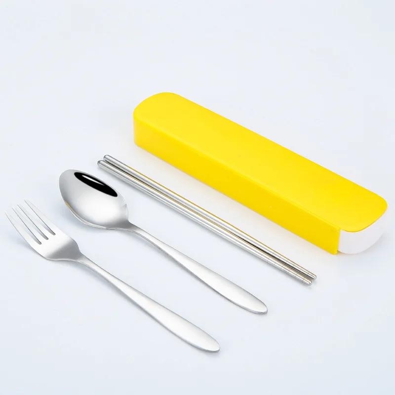 1Set Stainless Steel Chopsticks Spoon Fork Steak Knife with Storage Case Travel Camping Cutlery Set Portable Tableware