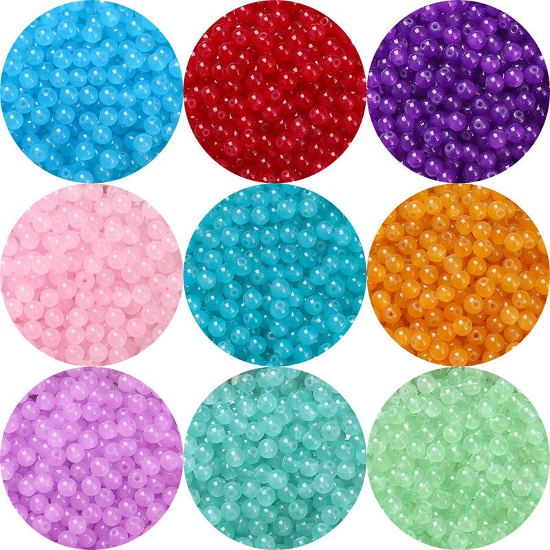 6/8Mm Glass Beads Jelly Paint Imitation Jade Round Beads Loose Beads Glazed Beads Handmade Diy Bracelet Necklace Jewelry