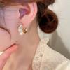 2023 Retro C-Shaped Faux Pearl Hoop Earrings for Women - Hong Kong Style Studs