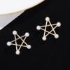 S925 Silver Needle Korean Temperament Simple Pentagram Pearl Sweet Girl Versatile Earrings