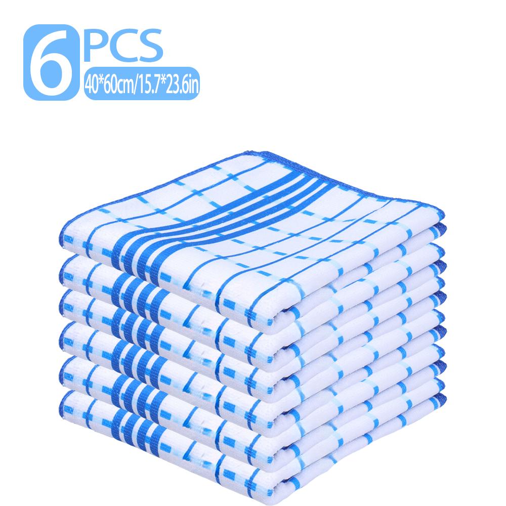 Checkered Kitchen Absorbent Cleaning Cloths, 6/12 Set, Household Dishcloths and Tablecloths, Easy-to-clean Household Cloths.