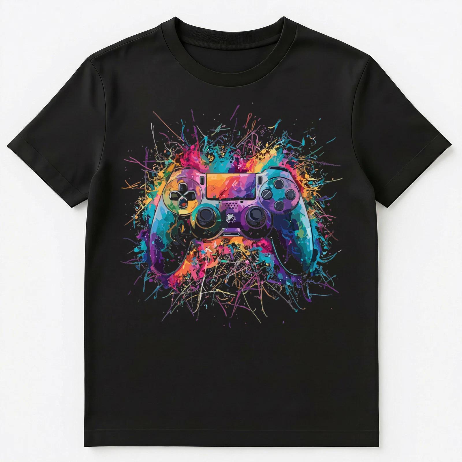 

Colorful Paint Splash Gaming Art Graphic Unisex T-Shirt M