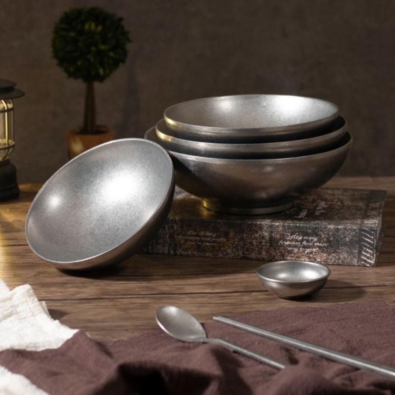 18-24cm 304 Stainless Steel Kitchen Bowls Snowflake Gray Tableware Ramen Bowls Salad Dessert Soup Bowl Anti-scalding