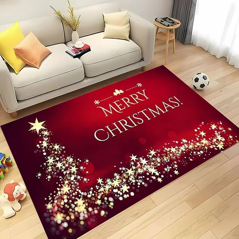 3D HD Printing Warm Christmas Carpet Living Room Rugs Bedroom Sofa Doormat Decor Mat Kid Non-slip Floor Alfombra New Year Gifts