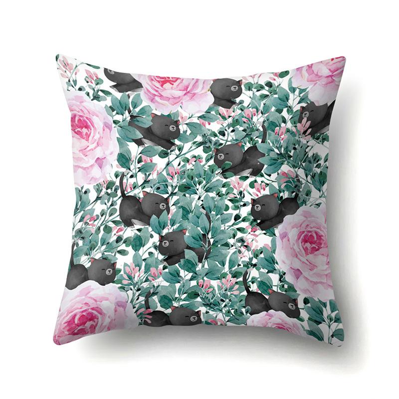 Polyester Kissenbezug Dekorative Blumen Haus Pflanze Druck Kissenbezug Lendenkissen Sofa Kissenbezug