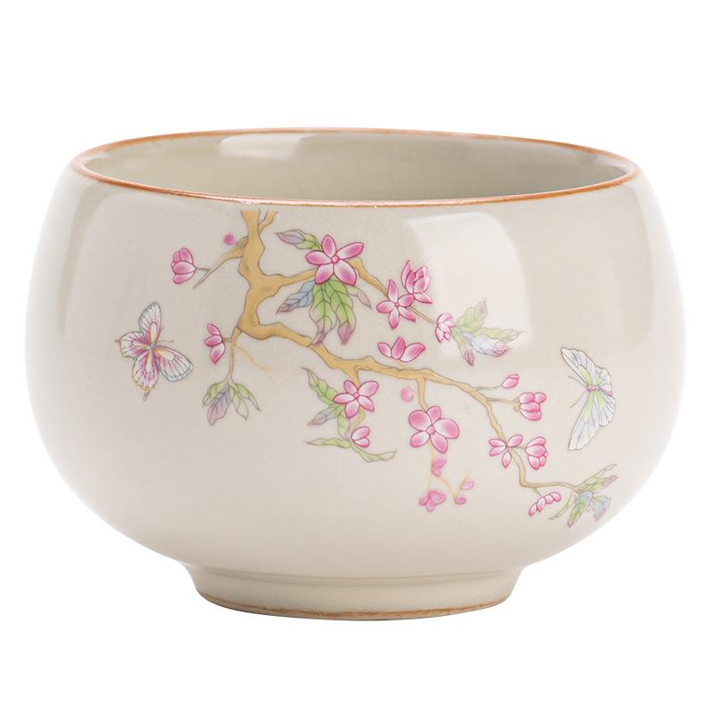 Ru kiln tea cup large master cup high-end household wisteria flower tea cup kung fu tea set single cup ceramic Chinese style