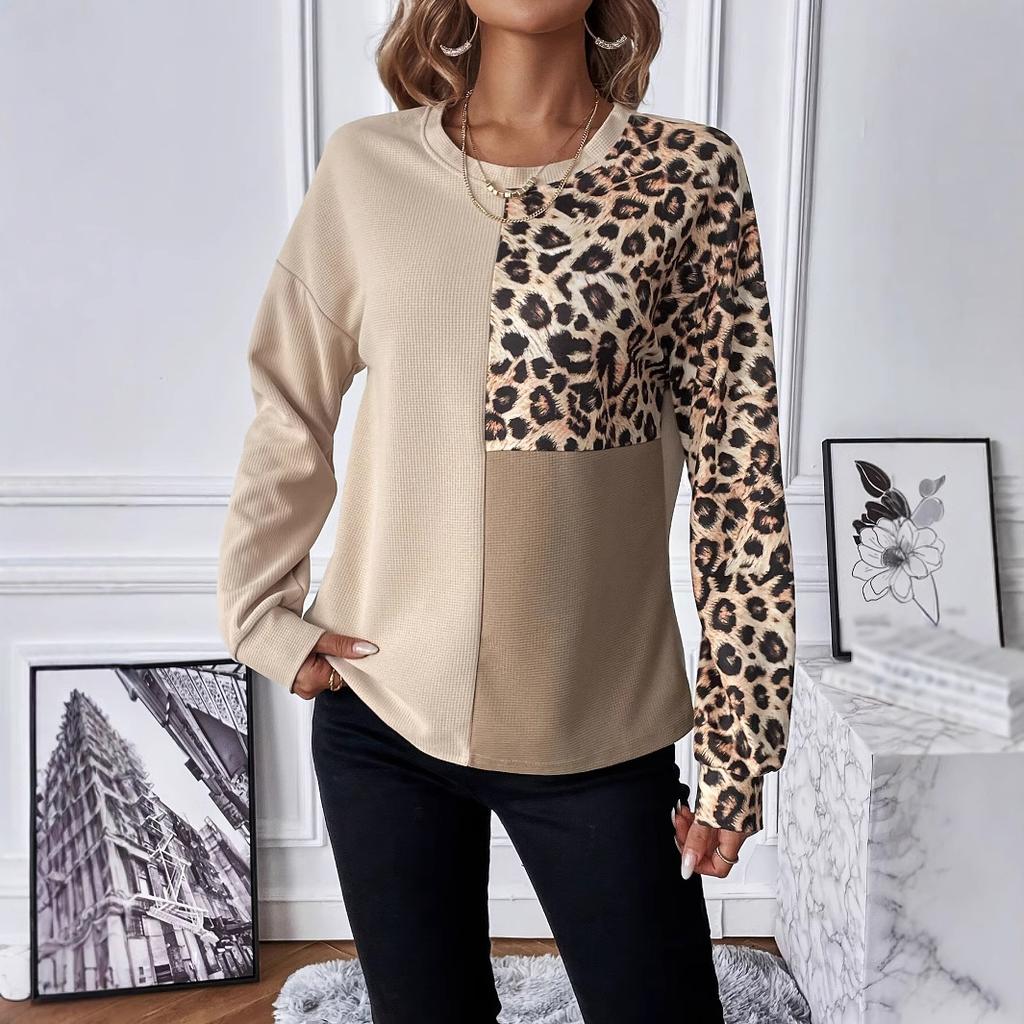 T-shirt, Women's, Autumn New Style, Long Sleeved Base Shirt, Fashionable, Casual, Round Neck, Knitted, Contrasting Women's Clothing, Top