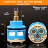 35mm Size Faucet Valve Core Watersaving 2 Way Replacement Valve Double Output Hot/Cold Water Faucet Cartridge Shower Room