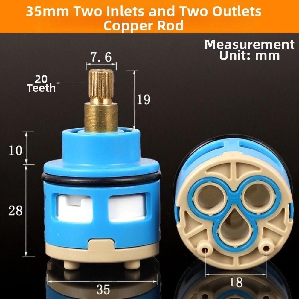 35mm Size Faucet Valve Core Watersaving 2 Way Replacement Valve Double Output Hot/Cold Water Faucet Cartridge Shower Room